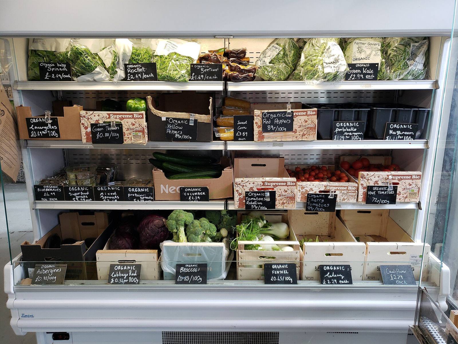 Fresh organic produce on display